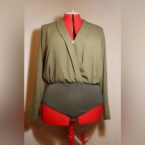 Open Front V-Neck Bodysuit